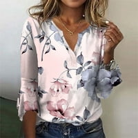 Ženski ljetni šifonski vrhovi s rukavima u obliku slova u u obliku slova u, ležerni grafički vrhovi i bluze, široke košulje u ružičastoj