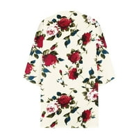 _ / Ženski kimono s napuhanim rukavima s cvjetnim printom kardigan široka šifonska ležerna bluza vrhovi