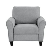 Ravna stolica od 97 s okruglim naslonima za ruke u tamno sivoj tkanini