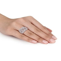 Široki otvoreni filigranski prsten od bijelog zlata s dijamantom od 10 karata