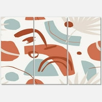 Dizajnerska umjetnost tropsko palmino lišće s geometrijskim oblicima Moderni ispis na platnu za zidnu umjetnost