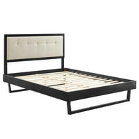 Drveni krevet na platformi s kutnim okvirom u Crnoj i bež boji