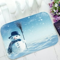 Sretan snjegović koji stoji na zimskom božićnom krajoliku, prostirka za vrata, prostirka za hodnik, podna prostirka, uređenje doma