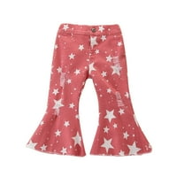 Dodaci / joggeri za djevojčice jednobojne pletene pamučne hlače s volanima hlače za djevojčice ružičaste veličine 110