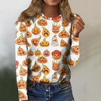 ; / Ženski casual modni pulover s okruglim vratom s printom dugih rukava za Noć vještica bluza