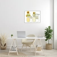 & Staklenke suncokreta rustikalno Cvijeće u seoskom stilu grafika u bijelom okviru zidni tisak, dizajn Kim Allen