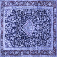 Tradicionalni unutarnji tepisi s kvadratnim medaljonom u plavoj boji, perivi u perilici, kvadratni 6 stopa