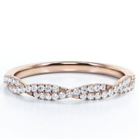 Popločani umetak-okrugli oblik od 0,5 karata-zaručnički prsten polu-beskonačnost - 18-karatni ružičasti zlatni premaz preko srebra