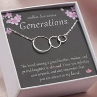 Anavia Tri generacije ogrlica Sterling Silver Poklon za baku, majku, unuku, beskrajnu ljubav kroz generacije ravni krugovi ogrlica