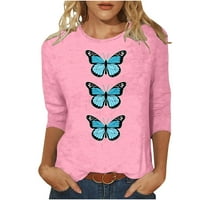 Ženske dukserice s okruglim vratom s leptir mašnom obojene široke majice s printom ležerni puloveri majice jesenska odjeća