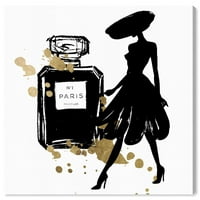 Wynwood Studio Fashion and Glam Wall Art Canvas Print 'Mas Passarella Paris' parfemi - crno, zlato
