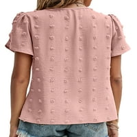 Ženska majica s okruglim vratom, bluza s kratkim rukavima, šifonski vrhovi, ljetna elegantna majica, ležerna majica s točkicama,