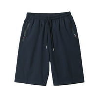 Kratke hlače muške ljetne jednobojne hlače s džepovima i vezicama, labave Ležerne sportske ravne kratke hlače s vezom na traci za