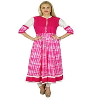 Etnička bluza od pamuka u ružičastoj boji od pamuka s dugim rukavima od pamuka i pamuka