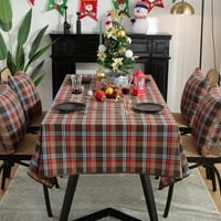 Božićni stolnjak za pravokutne stolove, Karirani stolnjak s printom pahuljica, poliesterski stolnjak za novogodišnju zabavu stolić