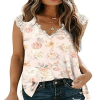 Ženski prsluk s cvjetnim printom, široki ljetni gornji dio bez rukava, svečane majice, bluza s izrezom u obliku slova a