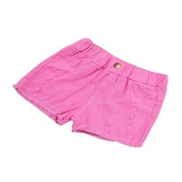 A / dječje traper hlače, ljetne poderane traperice, jednobojne kratke hlače visokog elastičnog struka za djevojčice, odjeća od 2