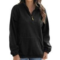 Plus veličina Ženska dukserica dugih rukava s obojenim umetcima pulover vrhovima bluza Crna 12