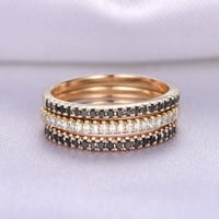 Set zaručničkih prstenova od 0 karata, crno-bijeli zaručnički prsten od moissanita s umjetnim dijamantom i pozlaćenim zlatom od 18