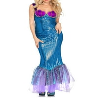 Ženska haljina za svemirsku igru Sirena od$&$, Bez rukava, šljokica, Dekoltea Srce, ugrađena slojevita suknja za zabavu