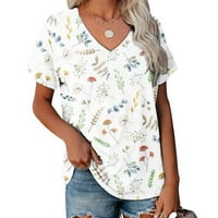 Ženske ljetne casual tunike majice kratkih rukava s laticama labavog kroja slatka bluza majica s dekolteom u obliku slova H. majice