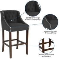 30 visoka barska stolica od oraha s prijelaznom hrpom i naglašenom završnom obradom noktiju od tkanine u boji ugljena