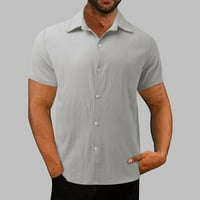 + Muška bluza u jednobojnoj boji pamučne svečane košulje na plaži na kopčanje široki vrhovi majica kratkih rukava lijepa muška košulja