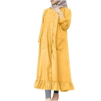 ženska Maksi haljina-modna haljina s okruglim vratom, široka, dugih rukava, jednobojna haljina do gležnja, duga haljina za ljuljanje