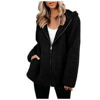 Majica za žene, Šerpa jakna, gornja odjeća s patentnim zatvaračem s reverom, ovčji kaput, preveliki džepovi, topli zimski Ženski