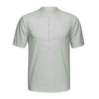 muške košulje za muškarce lanene ljetne majice za plažu s izrezom u obliku slova U i ovratnikom s kratkim rukavima