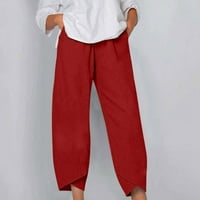 Ženske teretne hlače BBC i BBC Plus size ženske Ležerne obične hlače udobne elastične hlače za plažu visokog struka crvene