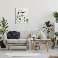Stupell Industries Amazing Grace Calligraphy White Cvjetni cvjetanje Botanicals Canvas Wall Art, 30, Dizajn Amy Brinkman
