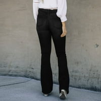 Modne ženske hlače s džepovima na kopčanje i visokim strukom, flare hlače