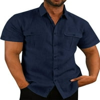 Muška bluza s kratkim rukavima na kopčanje Muški džepni vrhovi