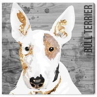 Wynwood Studio životinje zidne umjetničke platnene otiske 'Love My Bull Terrier' psi i štenad - bijela, siva