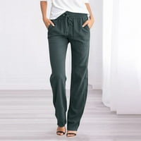 Ženske jednobojne široke Ležerne hlače s elastičnim strukom u struku ljetne joga hlače za plažu hlače s džepovima
