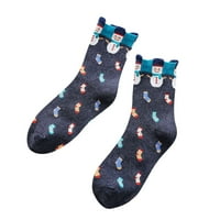 qazqa upisali se vesele šarene svečane čarape do koljena s okruglim vrhom, ženske neobične božićne blagdane čarape, soft