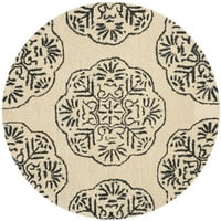 Cvjetni tepih od vune u boji Bjelokosti drveni ugljen Okrugli 5'5'