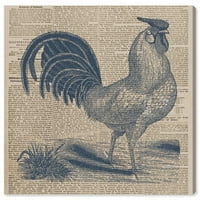 Wynwood Studio životinje zidne umjetničke platnene platnene otiske Rooster News Farmanijske životinje - siva, crna