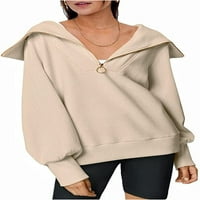 Ženski pulover s četvrtim patentnim zatvaračem, prevelika majica, pulover s pola patentnog zatvarača, Ženska majica s dugim rukavima