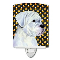 Keramički noćno svjetlo Caroline's Treasures SS4302CNL Boxer White Candy Corn Halloween Portrait, 6x4x3