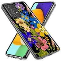 5-inčni prozirni hibridni zaštitni poklopac za telefon otporan na udarce Plava Žuta Vintage Proljetna cvjetna Torbica za divlje cvijeće