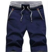 Kratke hlače za muškarce velike visine, jednobojne, s elastičnim pojasom i vezicama, kratke hlače s pet točaka, udobne brzo suhe