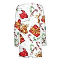 Božićni kardigan s popustom za žene ležerni lagani kardigan s otvorenim prednjim dijelom majice dugih rukava s uzorkom Majice Odjeća