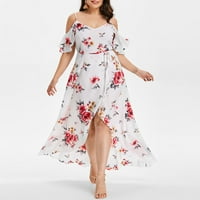Ljetne haljine casual Plus size ženske casual haljine s kratkim rukavima bez ramena s cvjetnim printom duga haljina Rasprodaja