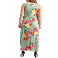 Udobna odjeća žena cvjetna rukava s V-izrezom maxi haljina