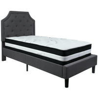 Krevet s platformom od Tafted presvlake od tamno sive tkanine s opružnim madracem od inča