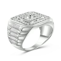 1. Muški prsten od bijelog zlata od 10 karata s bijelim dijamantom.