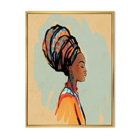 DesignArt 'Portret Afroamerikanke s Turban III' Moderno uokvirena platna zidna umjetnička tiska
