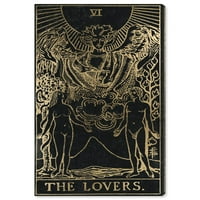 Wynwood Studio duhovno i religiozno zidno umjetničko platno ispisuje 'Ther Lovers Tarot Gold' Zodiac - zlato, crno